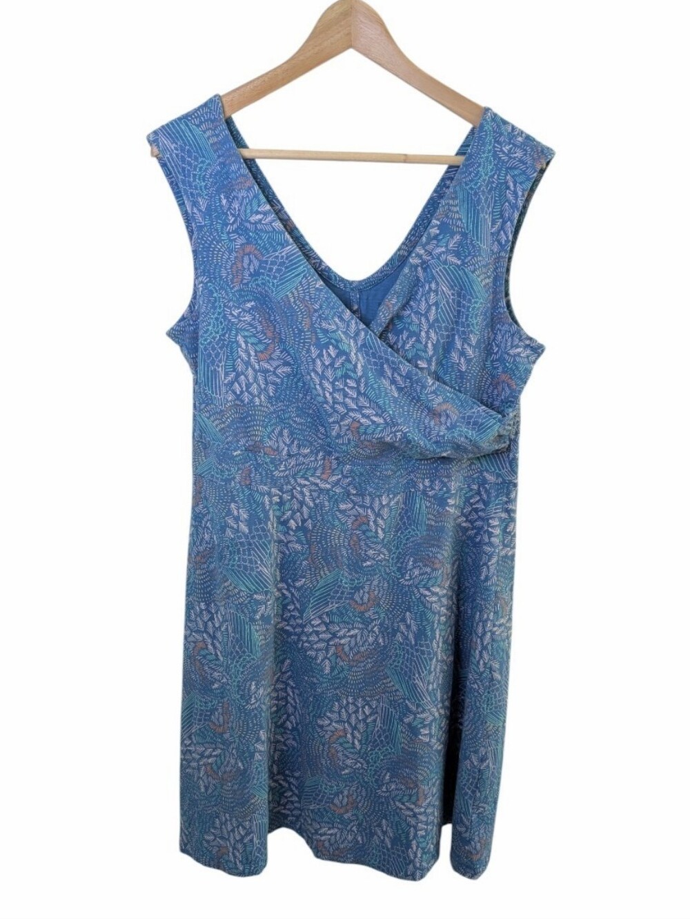 Patagonia Porch Song Blue Floral Wrap-Style Dress XL